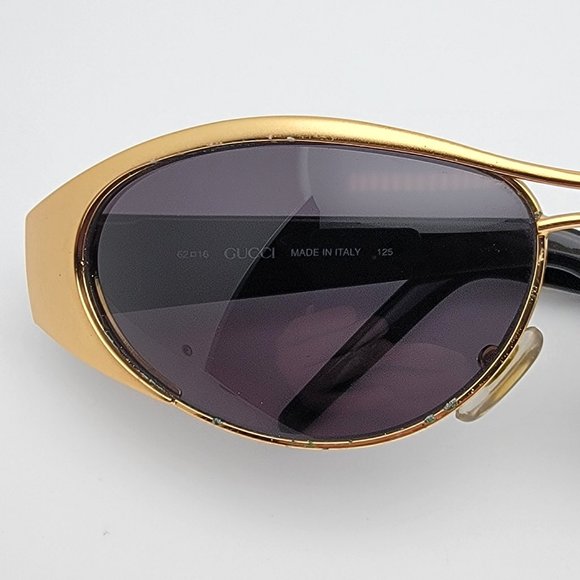 Gucci GG2381/S 032 Gold Black Frame Grey Lens Aviator Sunglasses w/ Case Italy - Picture 13 of 15